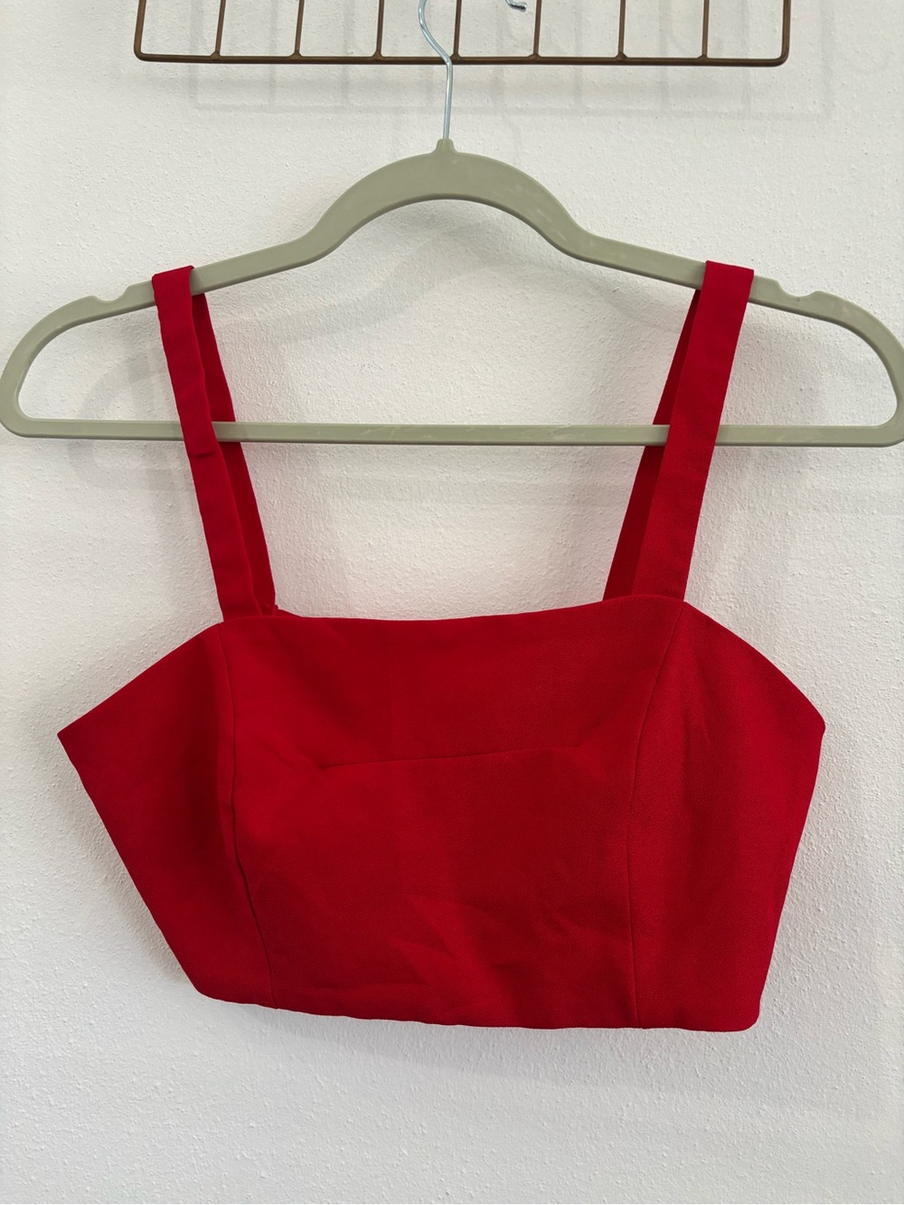 Luxxel Red Square-Neck Crop Top with Wide Straps